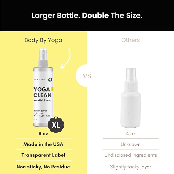 Yoga Clean – Eco-Friendly Yoga Mat Cleaner & Deodorizing Spray | Neutralizes Sweat & Odor to Protect Your Mat | 8 oz Plant-Based Formula, Spa-Like Scent, Made in the USA
