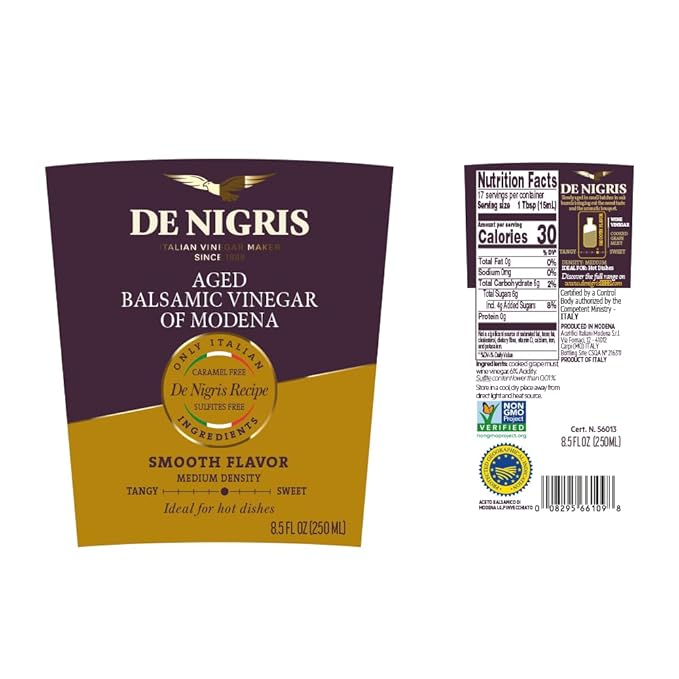 De Nigris Balsamic Vinegar Of Modena 8,5 Oz (250ml) | Balsamic Vinegar From Modena Italy Aged For 3 Years In Antique Wooden Casks