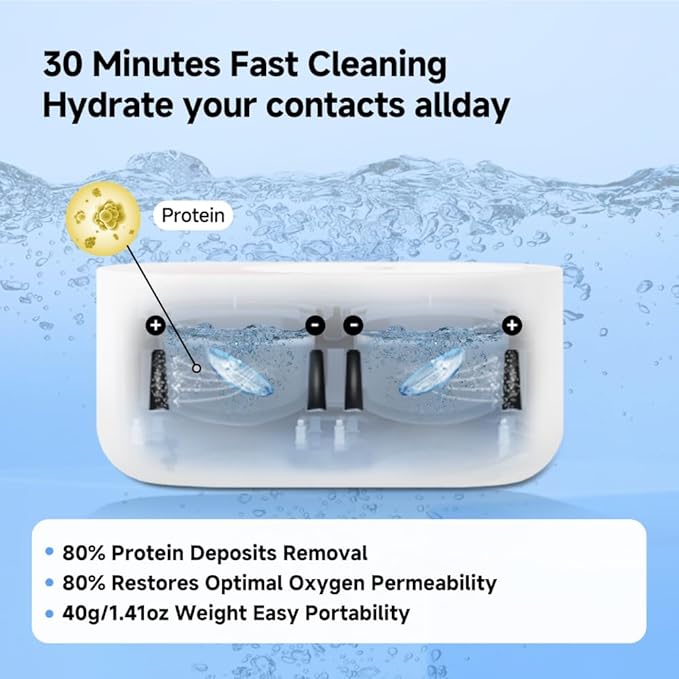 ReO2 Mini Pro Soft Contact Lens Cleaner with Advanced Electrophoresis Technology, with Mirror and Tweezer (Blue)