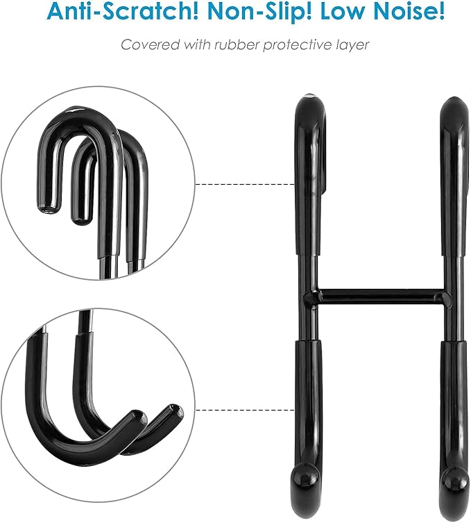 Simtive 12-Inch Shower Squeegee (Includes 1 Shower Door Hook and 1 Adhesive Hook), Shower Door Hooks (2-Pack), Both Black, 2 Item Bundle