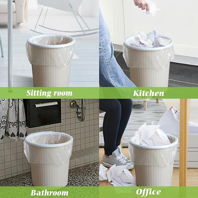 Teivio 4 Gallon 400 Counts Clear Trash Bags Garbage Bags, Mini Waste Basket Liners,Bathroom Trash Can Bin Liners, Small Plastic Bags for Home Office Kitchen Car Bedroom Dog waste Baby Diaper