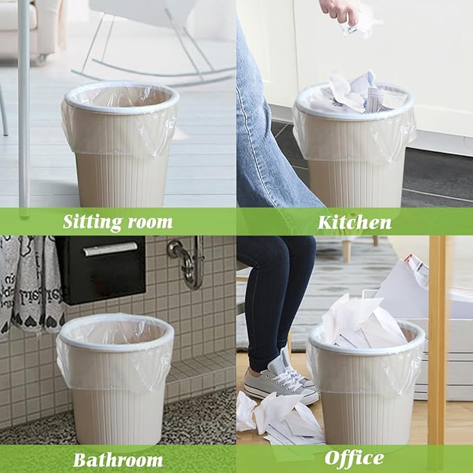 Teivio 6 Gallon 300 Counts Medium Trash Bags Garbage Bags, Bathroom Trash Can Bin Liners, Plastic Bags for office kitchen home, Clear