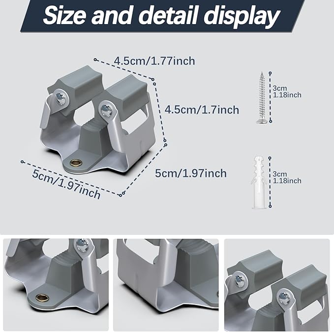 3-H Mop Holder 45 Pack,Brush Holder,Broom Holder Wall Mounted for Kitchen Bathroom Laundry Room Shed Garage Garden(Grey)