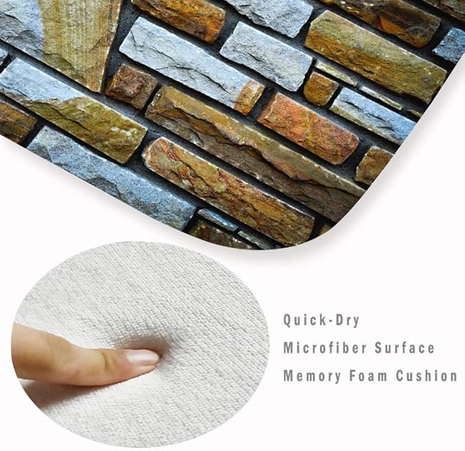 WODEJIA Non-Skid Low Pile Sponge Foam Door Entry Rug for Bathroom Mat,Separate Tub Shower Skid Proof Rugs, Home 3D Optical Illusion Rug Non Slip Bath Mats Welcome Mat 47 x 18 inches