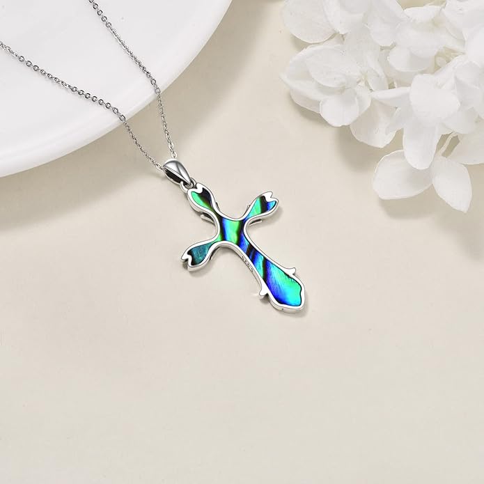 ONEFINITY Religious Cross Pendant Necklace Sterling Silver Origami Cross Pendant Gifts for Women Men Jewelry