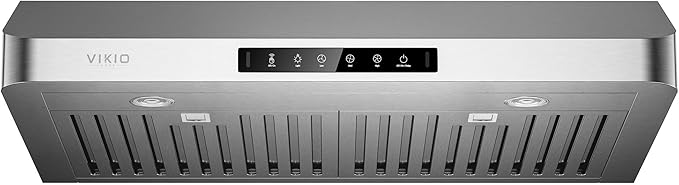 VIKIO HOME 30 Inch Under Cabinet Range Hood, 980CFM Fast Venting Ducted, Kitchen Hood With 3 Speed Gesture Sensing & Touch Control, Stainless Steel Stove Hood With LED Light And 2 Baffle Filters