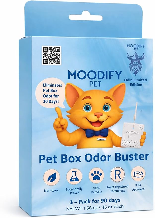 MoodifyPet Cat Litter Odor Eliminator Retail Asile 12 Pcs Clip Strip | 30-Day Pet Odor Neutralizer, For Retail, Non-Toxic, Fragrance-Free