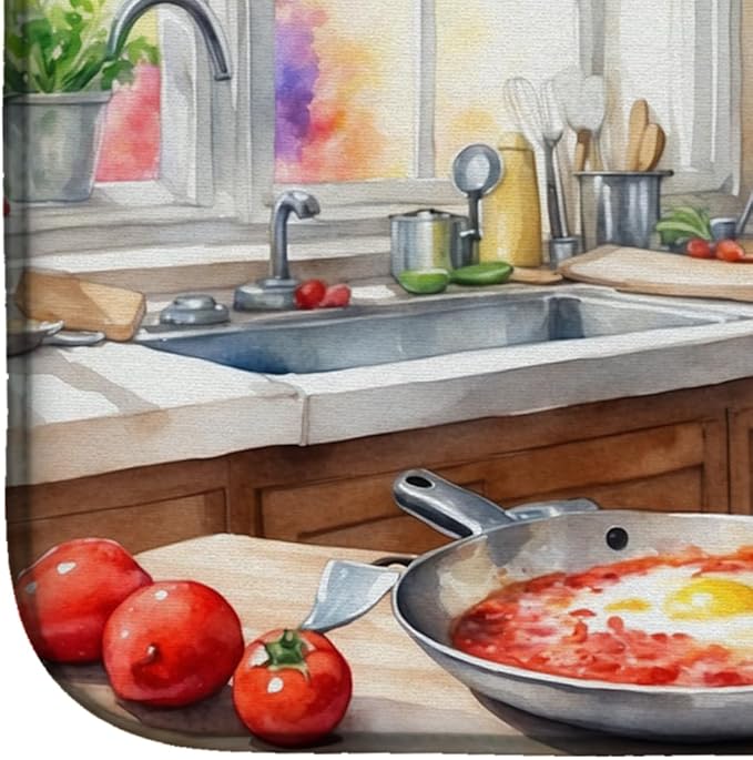 Caroline's Treasures DAC6216DDM Boston Terrier The Chef Dish Drying Mat Absorbent Dish Drying Mat Pad for Kitchen Counter Dish Drainer Mat for Countertop, 14 x 21", Multicolor