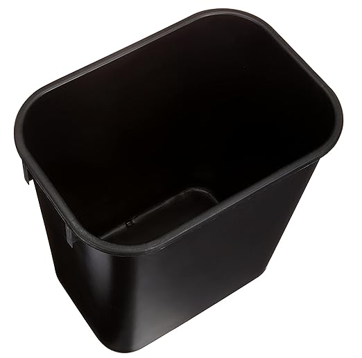 Amazon Basics Small Rectangular Commercial Office Wastebasket, Easy to Clean, 3 Gallon, Black, 6-Pack