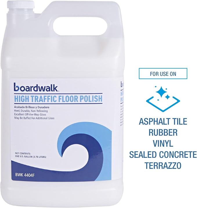Boardwalk High Traffic Floor Polish, 1 gal Bottle, 4/Carton