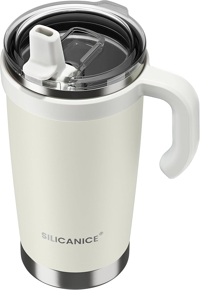 For Iced Coffee & Smoothies – Never Drink from a Moldy Lid Again: 20oz Hygienic Tumbler, 100% Leakproof Lid & Removable Foldable Spout. Reinforced Base, Fits Cup Holders - Cream