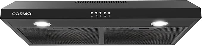 COSMO COS-5U30-BK 30 in. Delta Collection Ducted Under Cabinet Range Hood, Button Controls, Reusable Filters, LED Lights in Matte Black