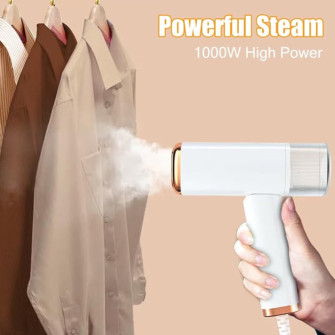 Handheld Steamer for Clothes, 1000W Foldable Portable Garment Steamer with 120ml Detachable Tank and Brush, Quick Heat Travel Steam Iron for Home and Trip