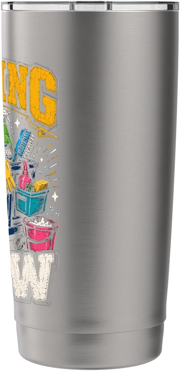 Cleaning Crew Funny Custodian Teamwork Gifts for Men Women Stainless Steel Insulated Tumbler