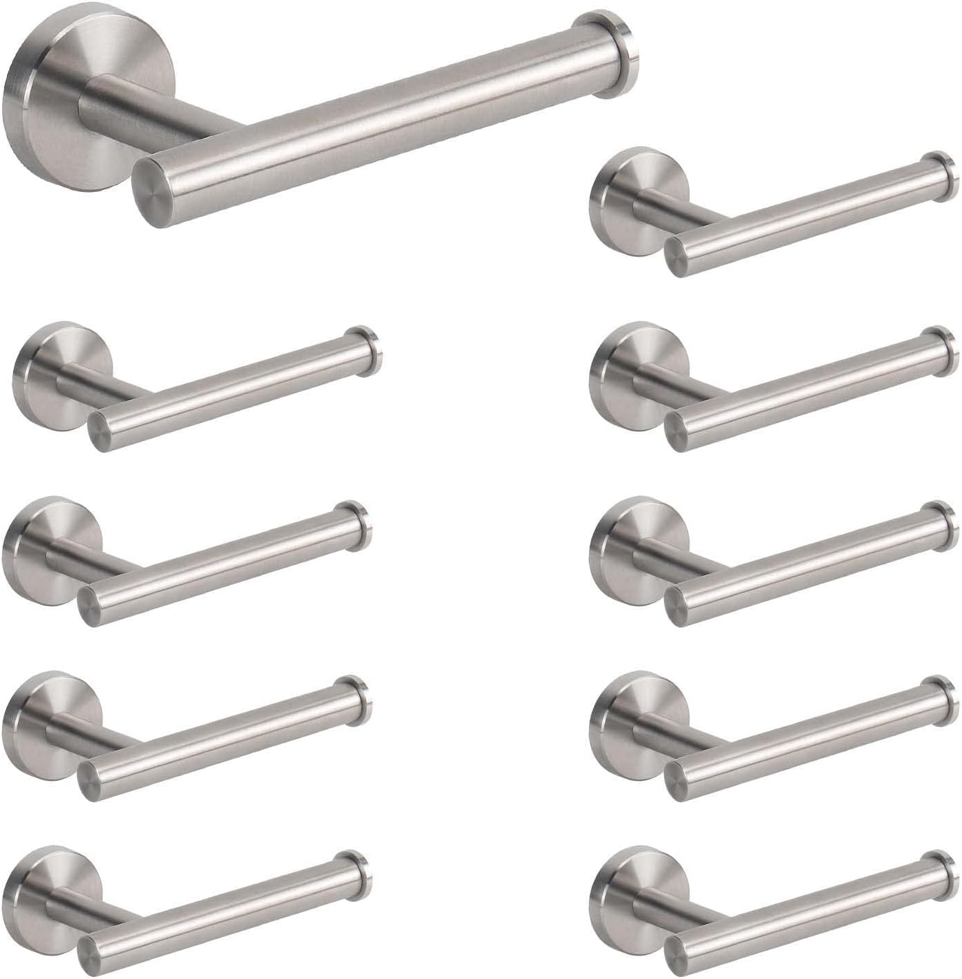 NearMoon Bathroom Toilet Paper Holder, Premium SUS304 Stainless Steel Rustproof Wall Mounted Toilet Roll Holder for Bathroom, Kitchen (10 Pack, Brushed Nickel)