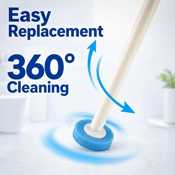 Toilet Brush Set, White, Disposable Replacement Brush Heads, Stylish and Simple Style (1, Toilet Brush Set with 32 Brush Heads)
