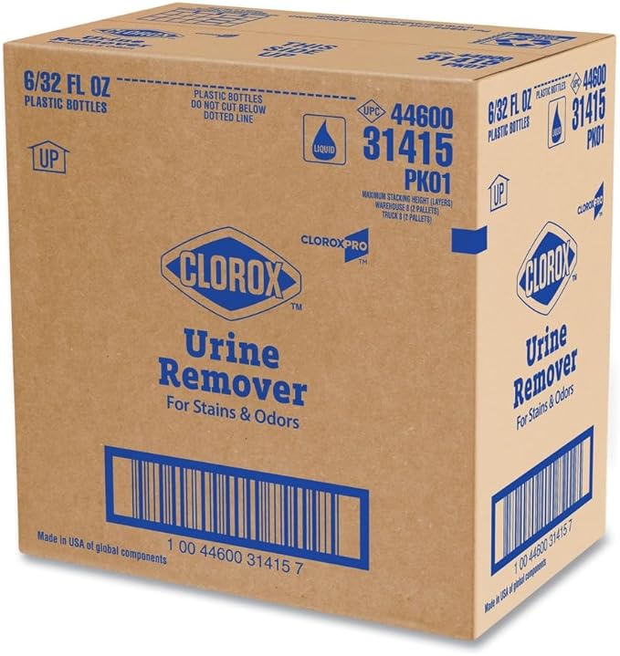 CloroxPro Urine Remover for Stains and Odors Pull Top, 32 Ounces Each (Package May Vary) (Pack of 6) (31415)