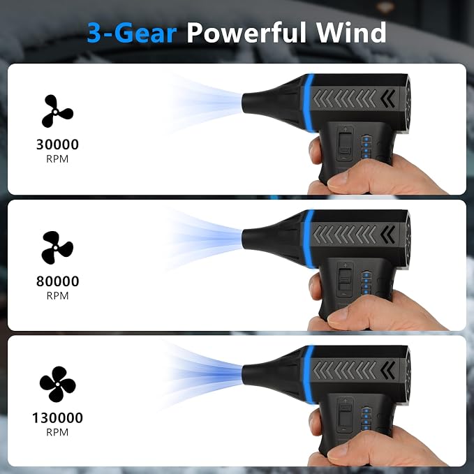 Compressed air dust Collector, 130000RPM Electric air dust Collector, USB Rechargeable Hair Dryer, Used for Cleaning Computer Keyboards and Electric Equipment, can Replace Compressed air Tanks