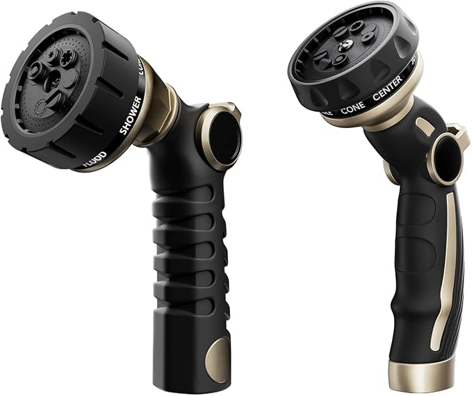 RESTMO Heavy Duty Hose Nozzle, Metal Garden Water Hose Sprayer, Thumb Control, On Off Valve, High Pressure Nozzle Sprayer for Watering Plants, Car and Pet Washing