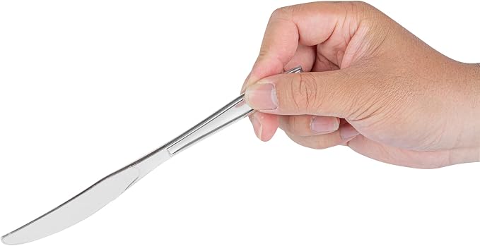 Restaurantware Moderna 7.3 Inch Disposable Knives 250 Recyclable Plastic Knives - Crack-Resistant For All Types Of Meals Silver Plastic Cutlery