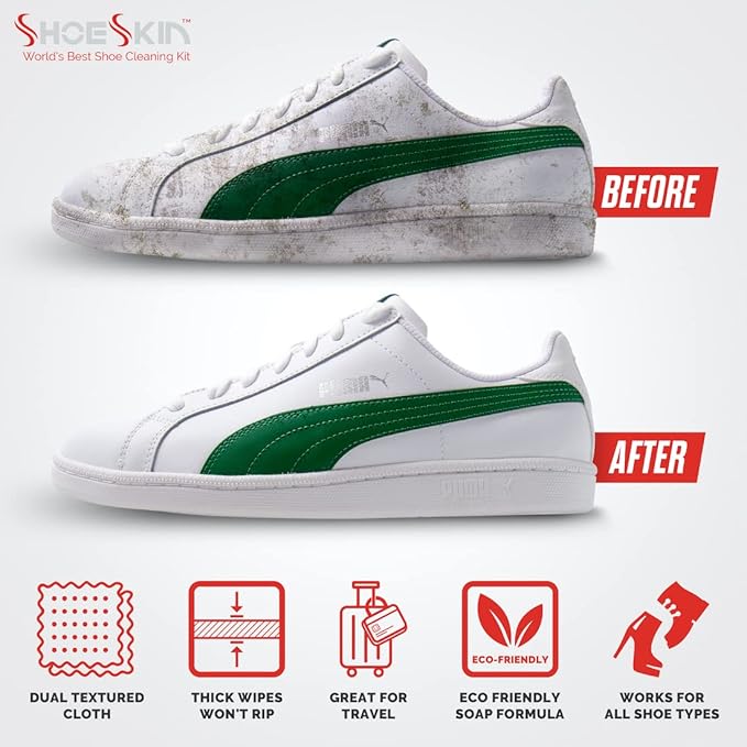 Shoe Cleaning Wipes (30 Count) - Textured Sneaker Cleaning Wipes Great for Travel - Works for All Shoes and Sneakers