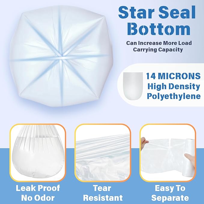 30 33 35 Gallon Clear Trash Bags, 250 Count High Density Garbage Bags, Made in USA, Recycling Trash Can Liners, Puncture-Resistant Plastic Waste Bags for Kitchens Yards Offices Commercial