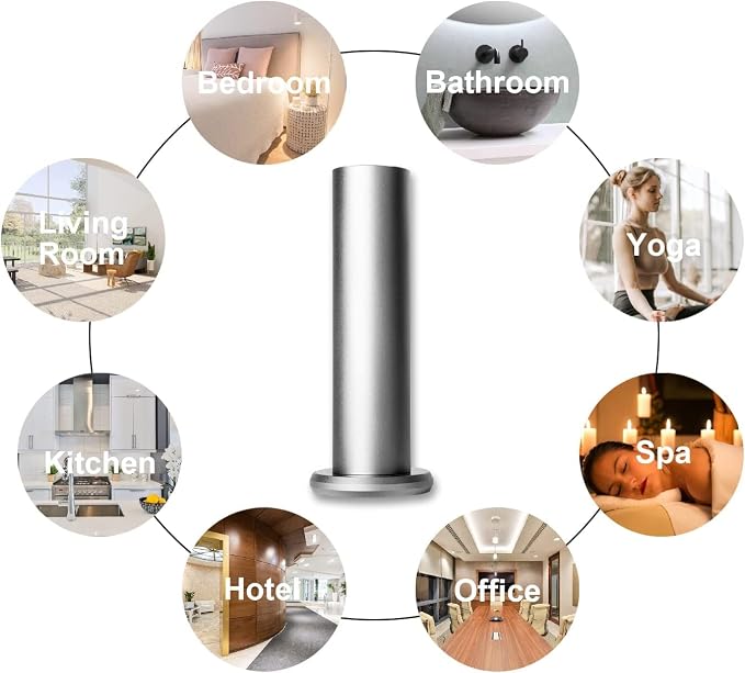 Bluetooth Essential Oil Diffuser for Aromatherapy Oils, Waterless Fragrance Diffuser, Cold-Air Diffusion Scent Air Machine for Home, Office (Silver)