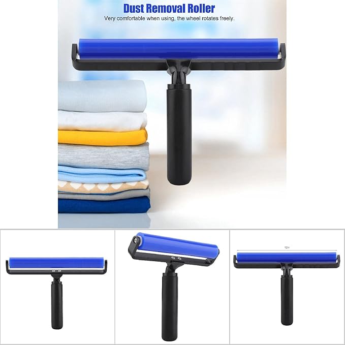 Silicone Lint Roller, Dust Removal Roller,Sticky Lint Roller with Cover Reusable Washable Travel Dust Picker Cleaner Remover Brush Value Set for Clothes, Pet,Hair,Debris,Bedroom, Living Room, Office(1