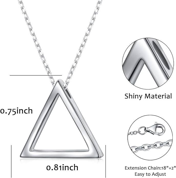 DAOCHONG 925 Sterling Silver Geometric Shapes Necklace Triangle/Rectangle/Rhombus/Circle Pendant Necklace for Women Jewelry Gifts