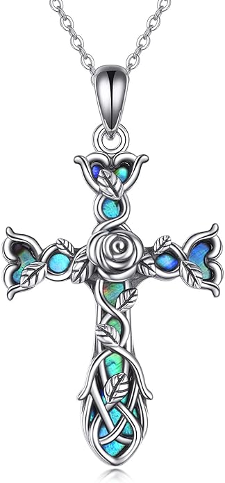 ONEFINITY Religious Cross Pendant Necklace Sterling Silver Origami Cross Pendant Gifts for Women Men Jewelry