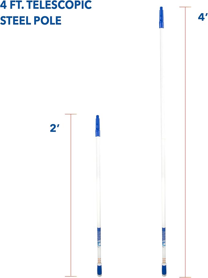 Unger Connect and Clean Microfiber Duster with Pivoting Handle & 4' Steel Telescopic Pole, High-Access Dusting and Cleaning, Dusting Tools, Cleaner Tool for Windows, TVs, Moldings, Cabinets