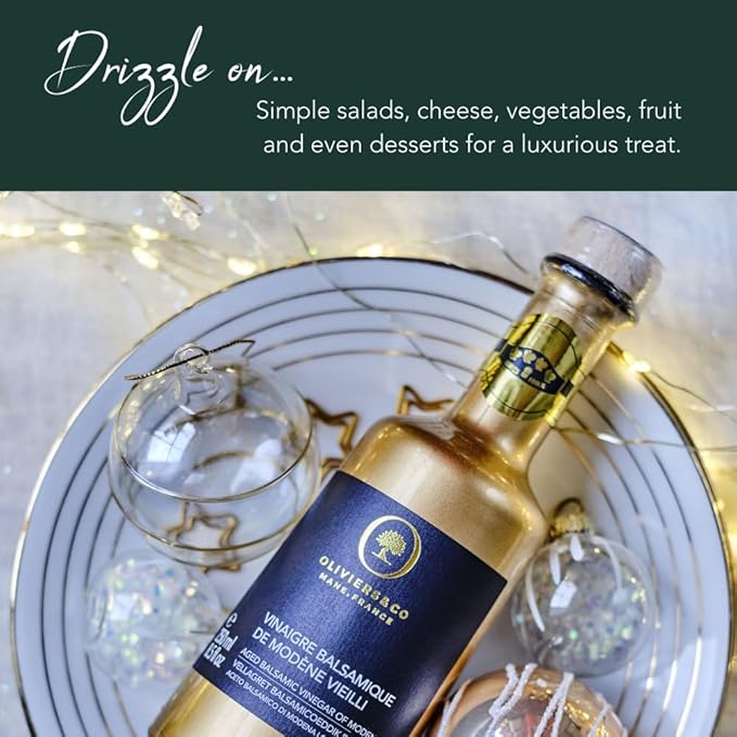 Oliviers & Co Gold Balsamic Vinegar of Modena | Aged 3 Years | for Salad Dressing, Marinades and Glazes | 8.5 Fl Oz