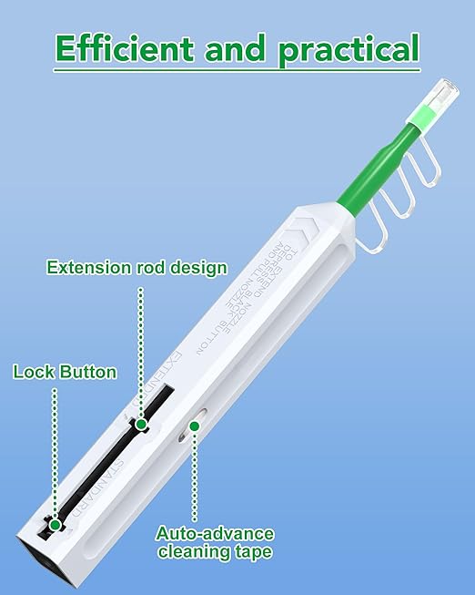 Fiber Optic Cleaning Pen, One Click Fiber Cleaner Pen, SC/FC/ST 2.5mm Ferrule Connectors Fiber Cleaner Over 800 Times with Added Protection Case