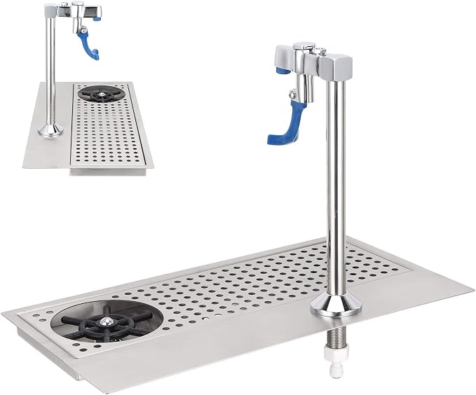Topyond Glass Rinser, Commercial Stainless Steel Cup Washer with Multi-Angle Water Outlet, Pitcher Rinser for Bar, Restaurant, Cafe, Automatic Glass Cleaning, Push Type Faucet for Baristas
