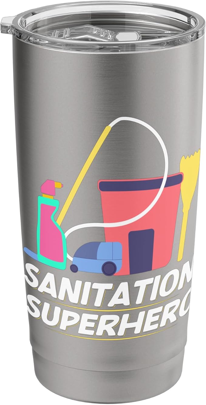 Sanitation Superhero Cleaning Stainless Steel Insulated Tumbler