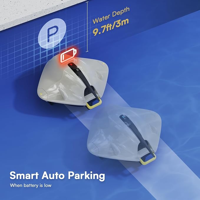 PoolMr Cordless Robotic Pool Cleaner - Above Ground Pool Vacuum Robot - 40W Strong Suction, Dual Cleaning System, Barrier Crossing, 120-Min Runtime Up to 1614 Sq for Above Ground Pools,Off-White