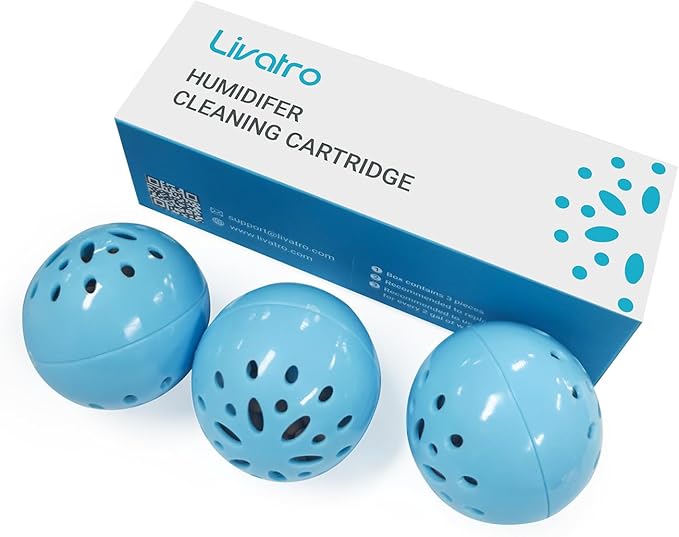 Livatro Humidifier Cleaning Ball – Fight Humidifier Mold and Bacteria with Humidifier Cleaner, Prevents Hard Water Build-Up, Eliminates White Dust, Removes Odor, For All humidifiers, Fish Tank