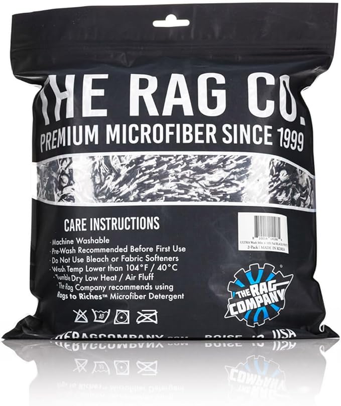 The Rag Company - The Cyclone Ultra Wash Mitt 8in x 9in and Cyclone Ultra Wash Pad 10in x 10in - 70/30 Blend Korean Microfiber, Foam Padding, Scratch-Free, Lint-Free, Black (2-Pack)