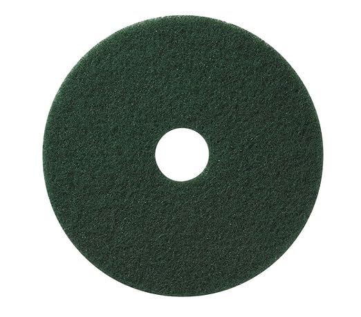 Americo Green Scrub Floor Pad, 12" Diameter, 3.25" Center Hole, 5 Pads/Case, Cleaning Pad for Hard Surfaces, Made of 100% Recycled Content, USA Made
