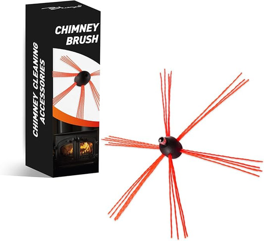 Bluesea 1 Piece Chimney Sweep Brush, Chimney Cleaning Kit Accessories with Hex Key and Adapter for Electric Drill, Durable Nylon Brush for Fireplace Flue Use.