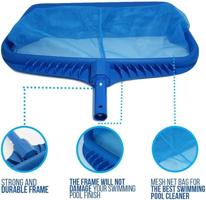 Professional Swimming Pool Skimmer Net, Heavy Duty Pool Leaf Rake with Ultra Deep Fine Mesh Easy Install