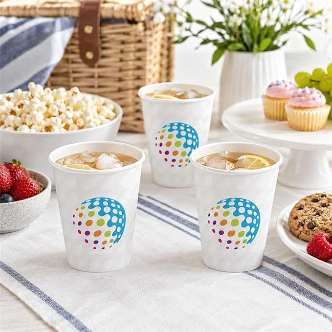 50 Pcs 9 oz Golf Party Paper Cups Bulk Let's Par-Tee Disposable Golf Ball Theme Cups Sports Drinking Tumblers for Birthday Party Favors Supplies Golfs Tournament Lover Gifts