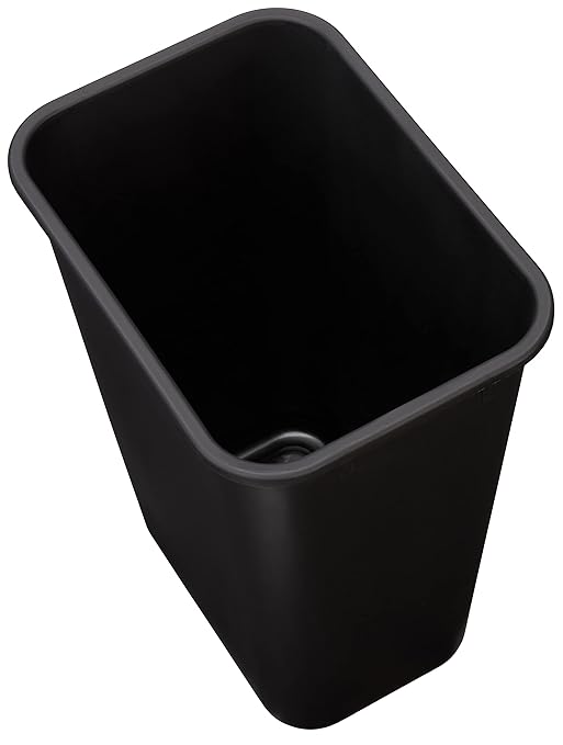 Amazon Basics Rectangular Plastic Office Wastebasket, Easy to Clean, 10 Gallon, Black, 2-Pack