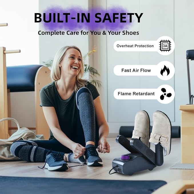 Shoe Dryer with Warm Air, Portable Boot Dryer Deodorizer for Sneakers | Warm air drying for shoes, helps reduce moisture and odor, portable design for home and travel, quiet operation for daily use