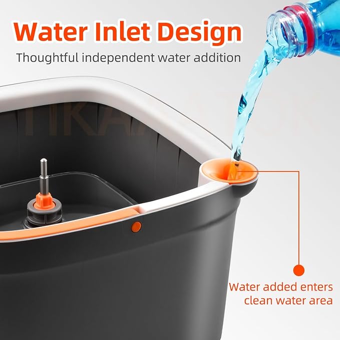 Spin Mop and Bucket Set with 10 Replaceable Microfiber Mop Pads with Self Separation Dirty and Clean Water System, Self Wringing 360° Rotating Square Mop Head for Hardwood Tile Marble Floors