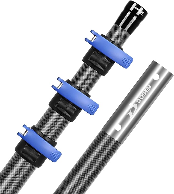 Carbon Fiber 12FT Adjustable Telescopic Pool Pole with Quick-Release Lock - Compatible with Skimmer Nets, Brushes & Vacuums