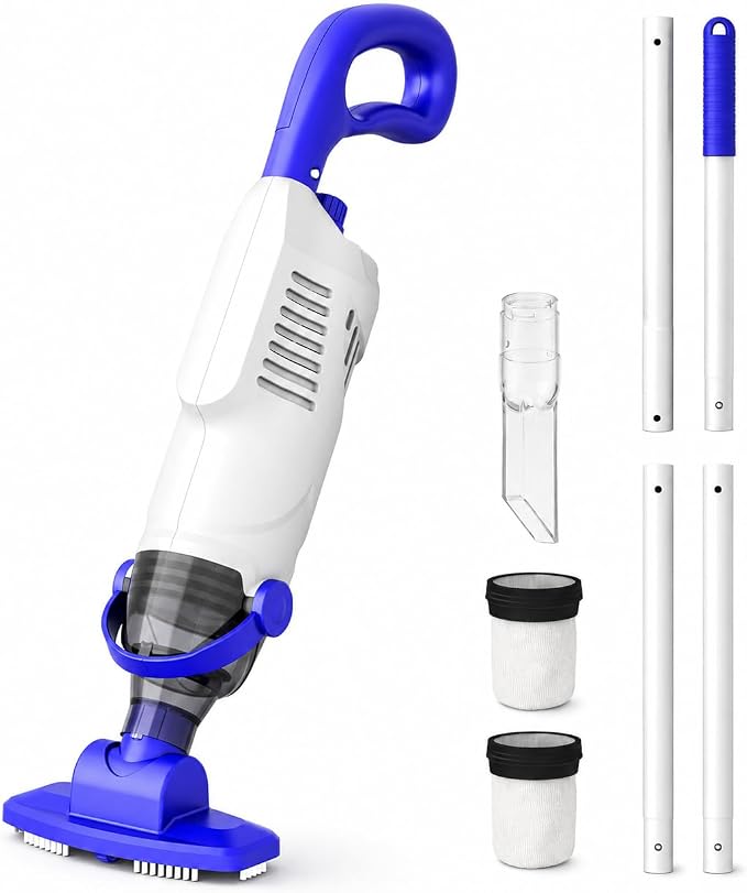 2026 Upgraded Cordless Handheld Pool Vacuum, 3800L/H Strong Suction Spa Vacuum with 5000mAh Battery, 3-Head Cleaning System & Fine Filter for Pools, Hot Tubs, Spas & Steps, White