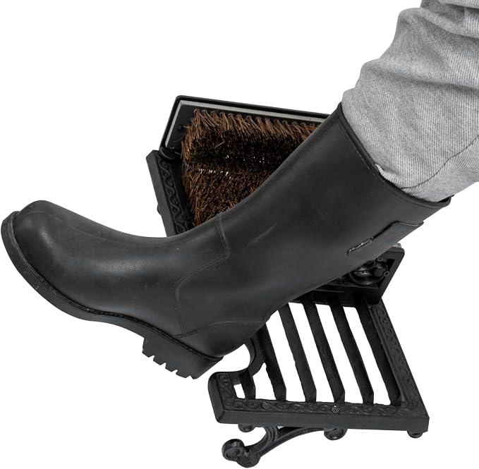 MyGift Heavy Duty Shoe Scraper and Boot Brush, Vintage Cast Iron Shoe Dirt Scrubber Cleaner/Outdoor Boot Mud Brush