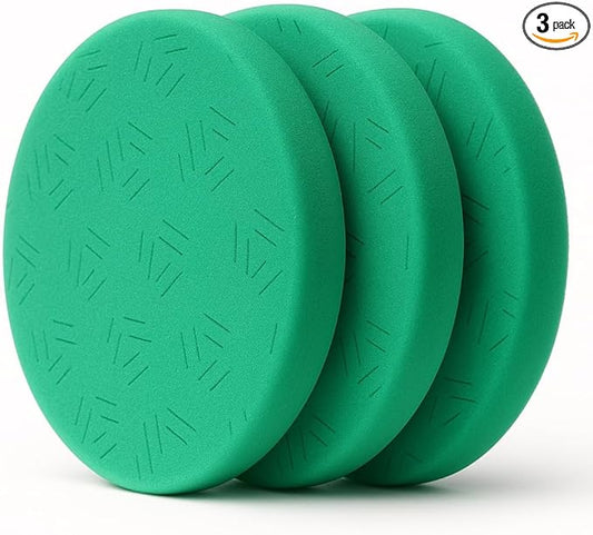 3Pcs 6 Inch Green Heavy Cut Buffing Pads for 150mm Backing Plate, Heavy Cut Foam Pads for Car Buffer Polisher – Cutting, Compounding Pads for RO/DA/GA Car Polisher