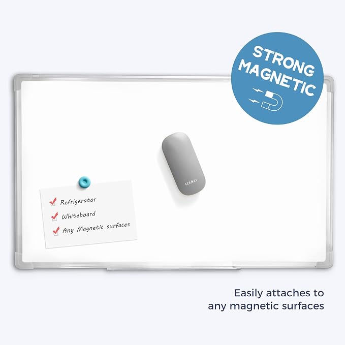 loukin Whiteboard Accessories Bundle | Replaceable Magnetic Dry Erase Eraser (Gray) & Magnetic and Adhesive Marker Holder & Whiteboard Cleaner (3.4 fl oz)